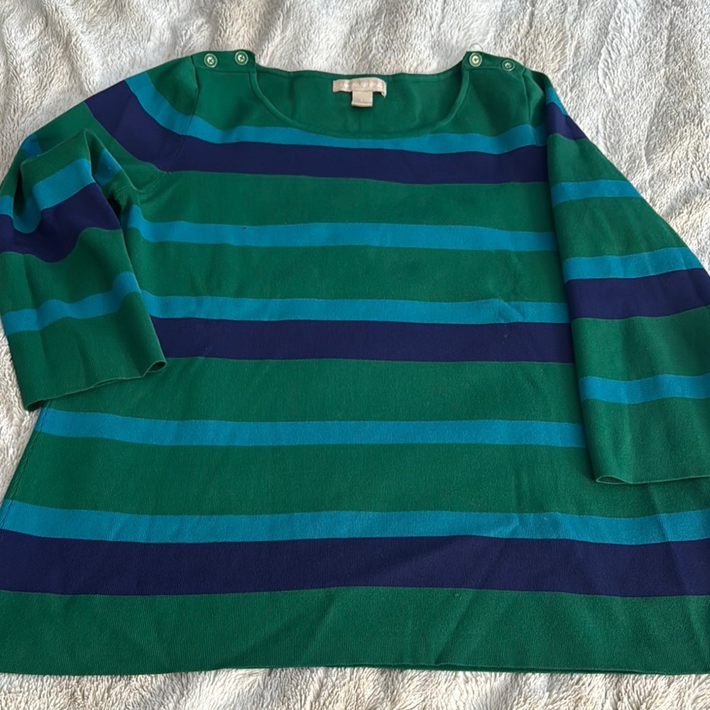 Striped Green and Blue Women's Sweater